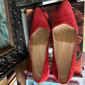 Silvia Fiorentina Red Suede Pump Heels 3” Sz  8.5